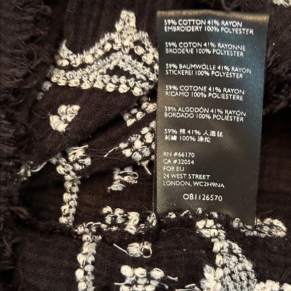 Free People Saffron Black Tunic with White Embroidery and drawstrings - Picture 15 of 16